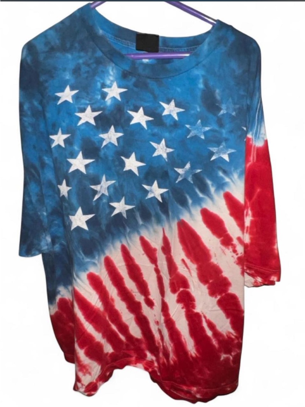 Liquid Blue American Flag Tie-Dye Tee - Blue & Red size 4XL